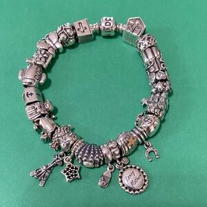 Pandora Sterling Silver complete Pandora Charms Bracelet